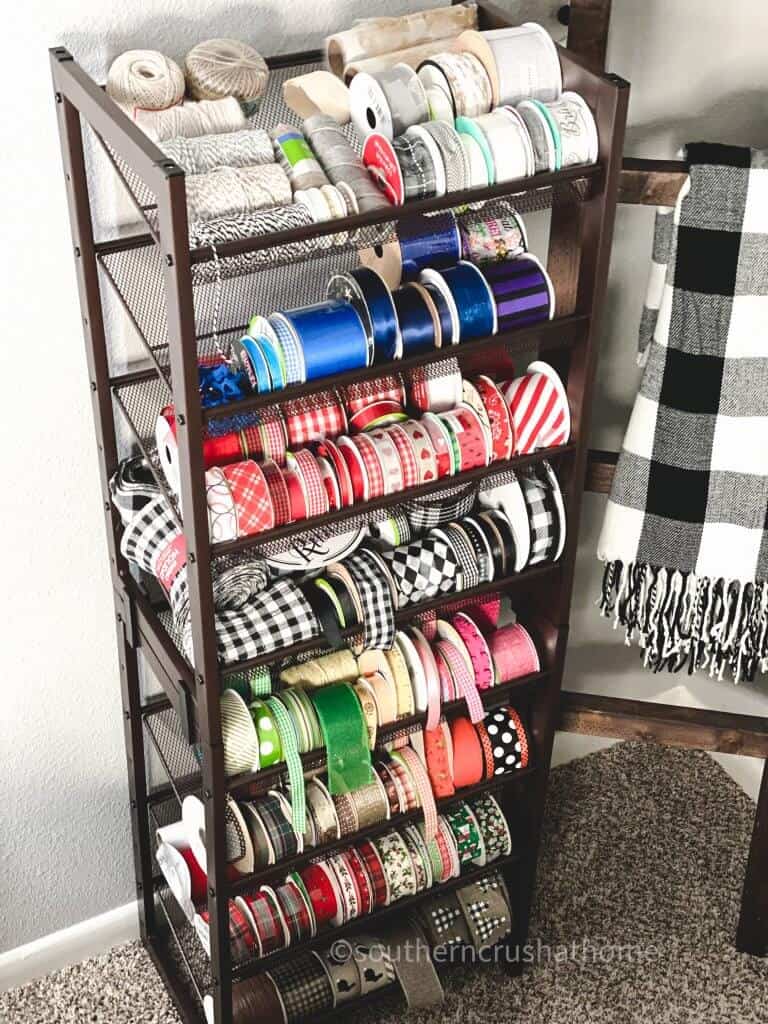 DIY Ribbon Storage Rack Idea - Southern Crush at Home